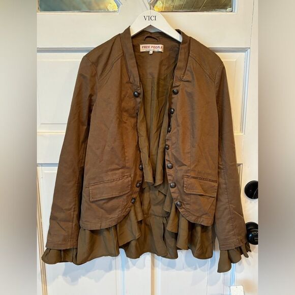 Nwt free people ruffles romance jacket army green - Picture 5 of 11
